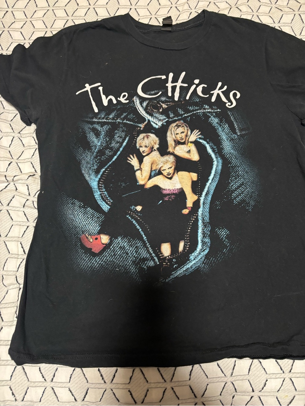 Black The Chicks Graphic Tee with Multi-Color Print
